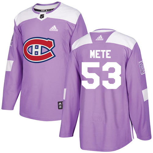 Adidas Canadiens #53 Victor Mete Purple Authentic Fights Cancer Stitched NHL Jersey
